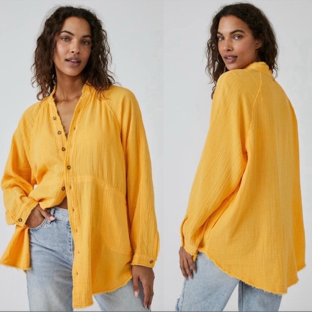 We The Free Mustard Button-Down Shirt